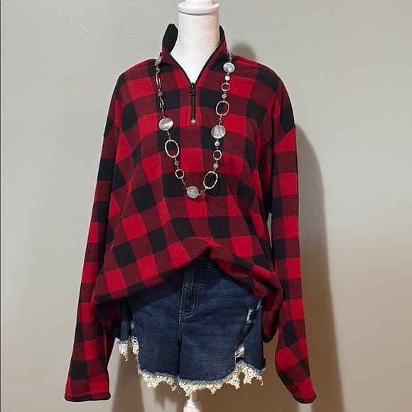 The Children's Place Tops - The Children's Place Red and Black Plaid Pullover
